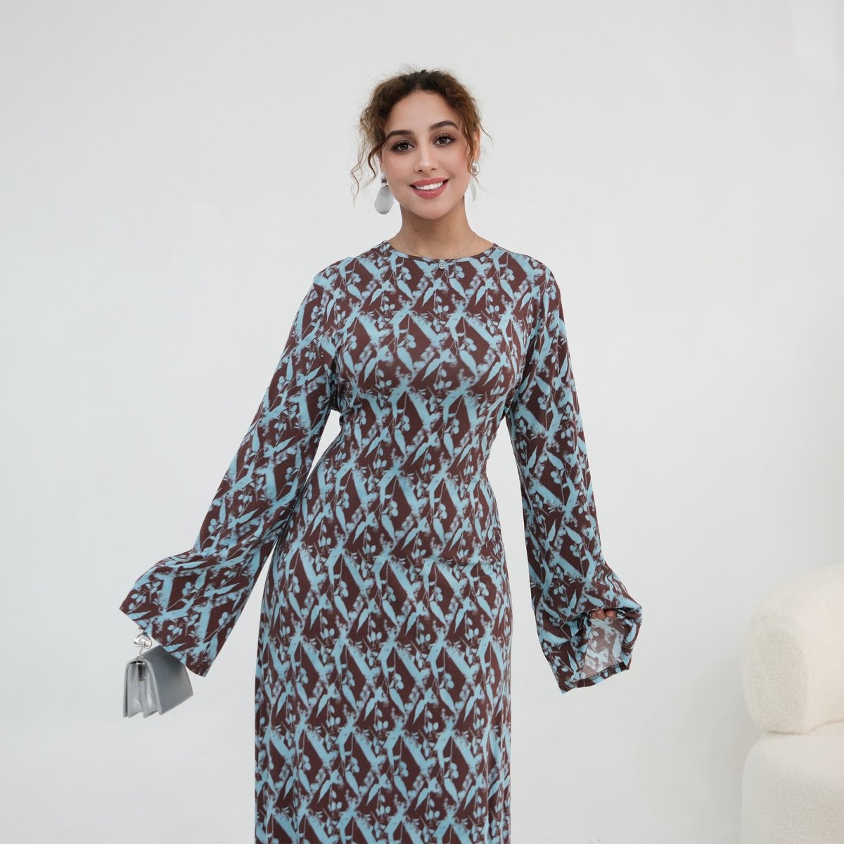 Print Stretch Maxi Dress(MS429)