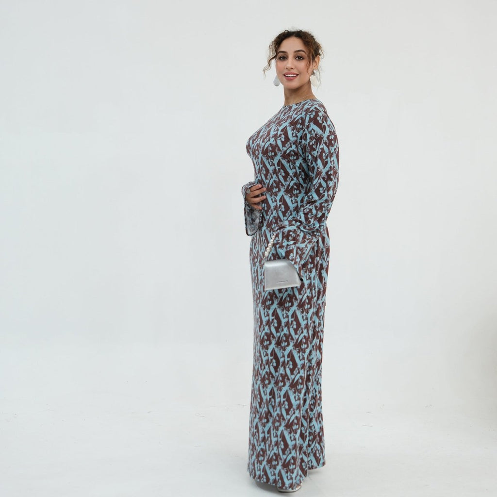 Print Stretch Maxi Dress(MS429)