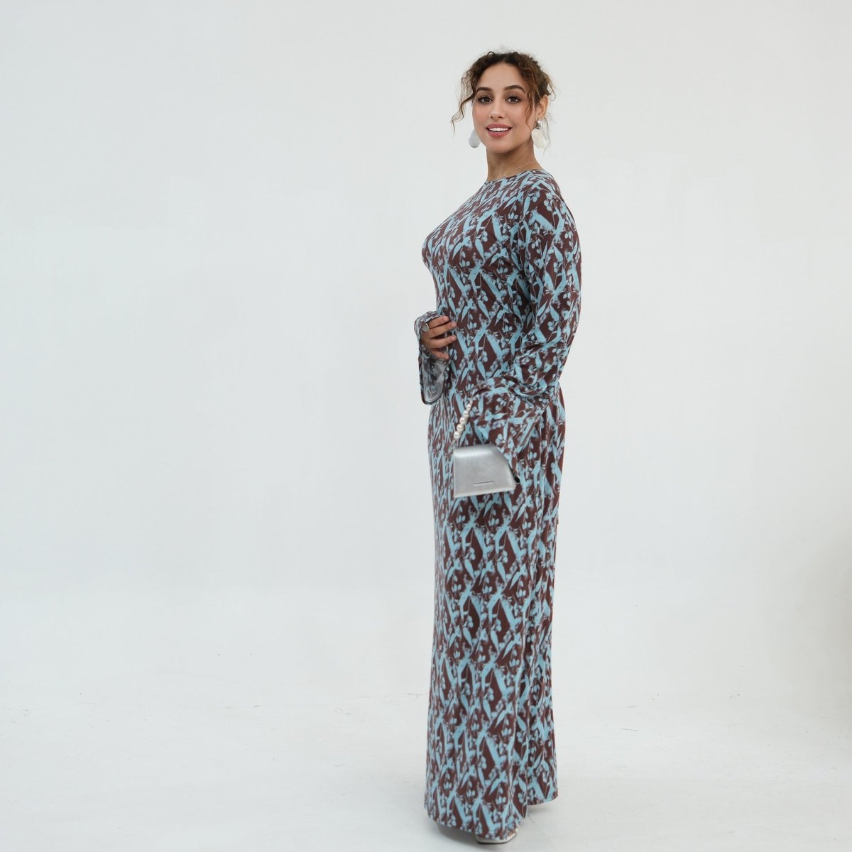 Print Stretch Maxi Dress(MS429)
