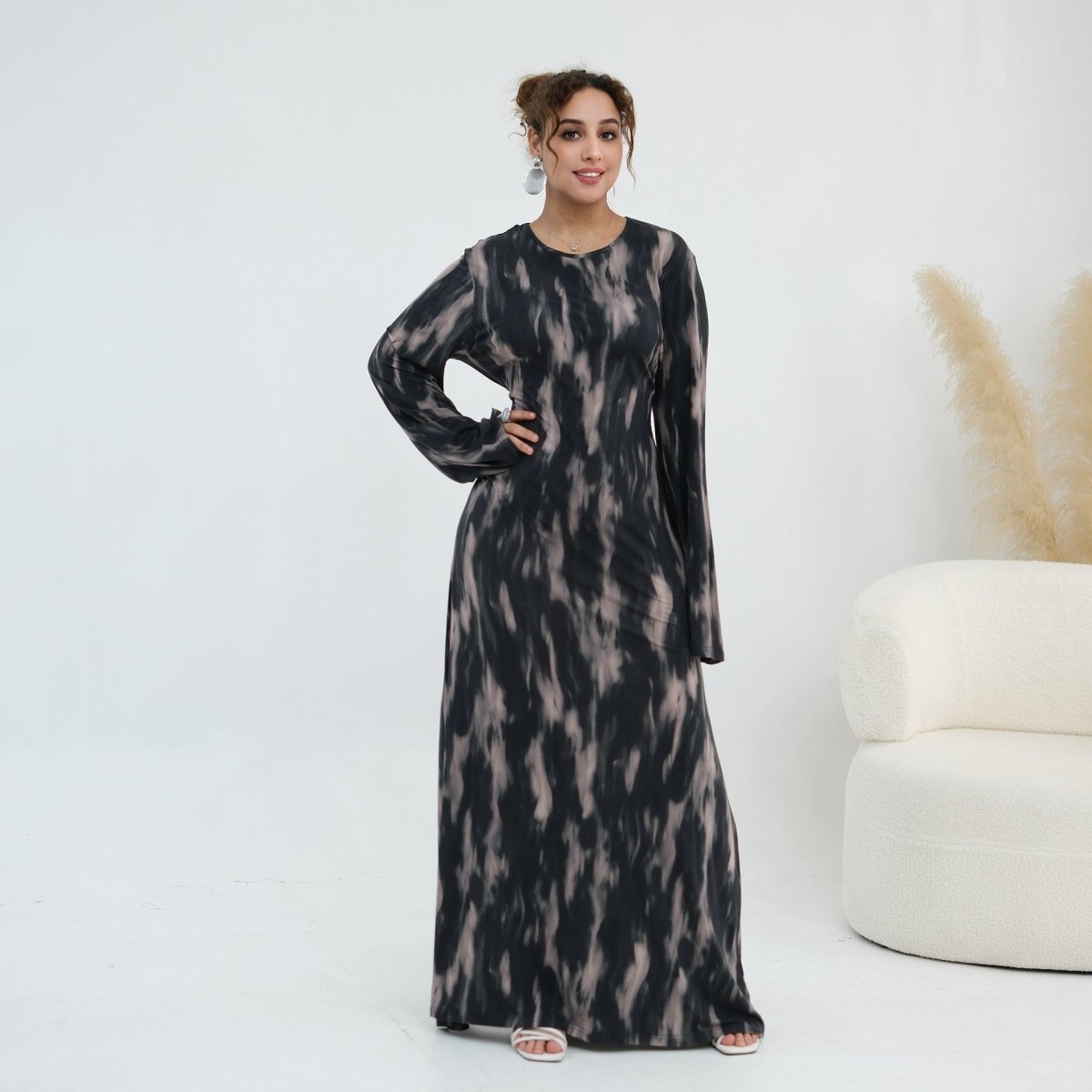 Print Stretch Maxi Dress(MS429)