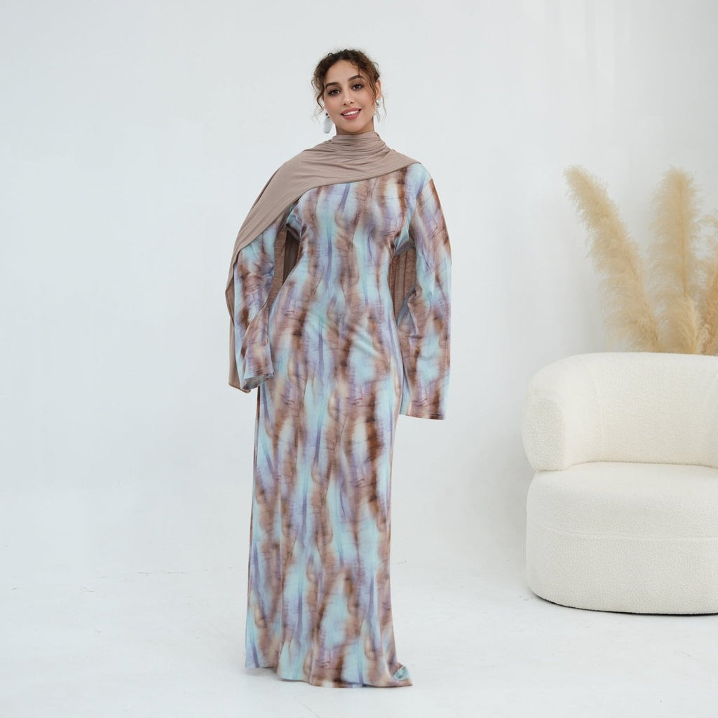 Print Stretch Maxi Dress(MS429)