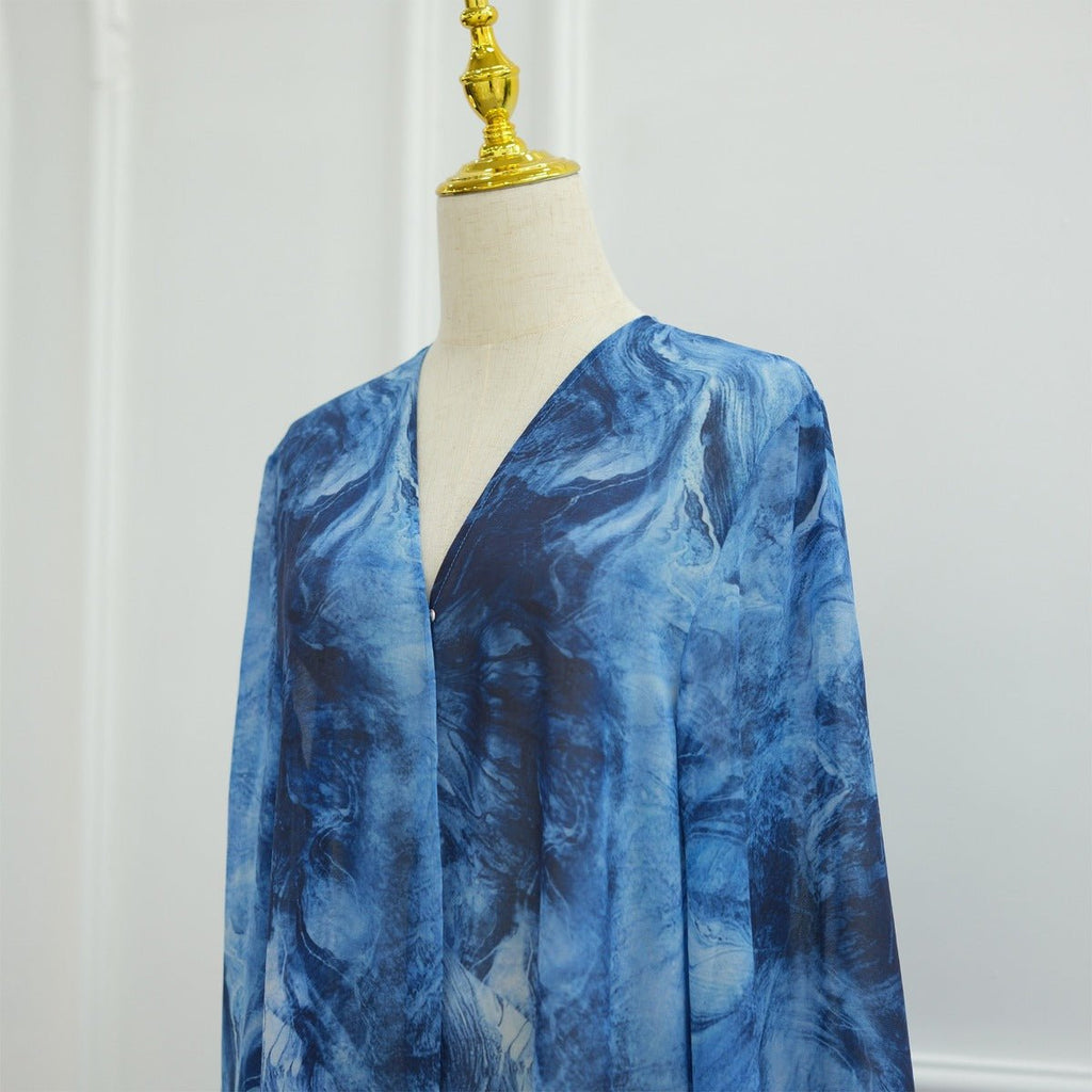 Printed Cardigan Abaya Collection | Modest Luxury Loungewear Feather-Print Robes (MOA194)