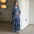 Printed Cardigan Abaya Collection | Modest Luxury Loungewear Feather-Print Robes (MOA194)