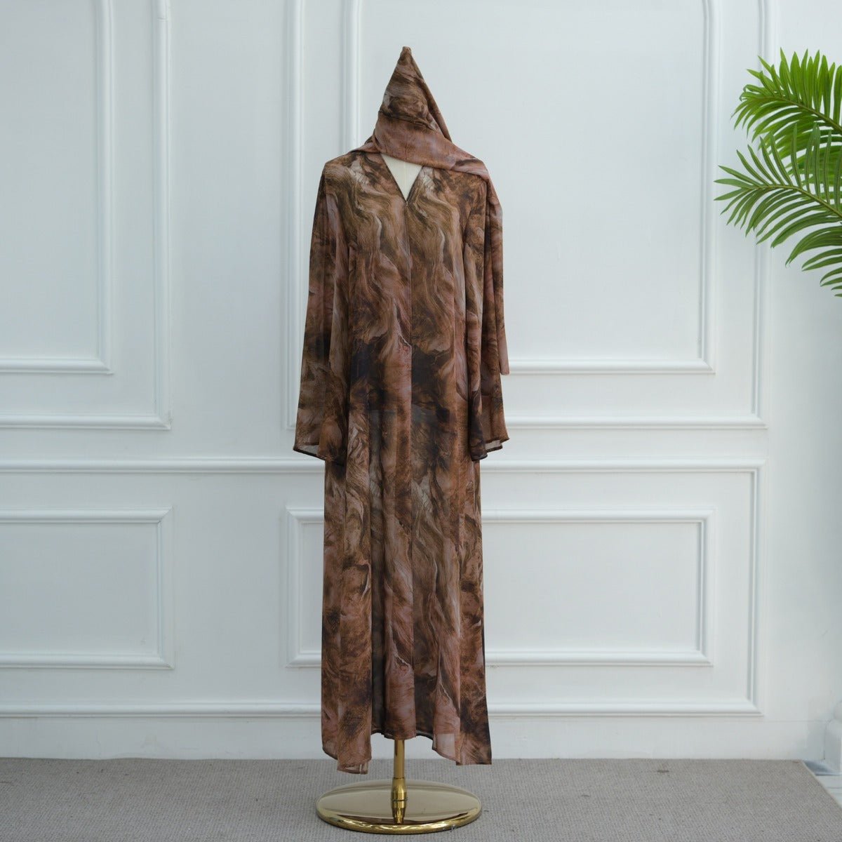 Printed Cardigan Abaya Collection | Modest Luxury Loungewear Feather-Print Robes (MOA194)