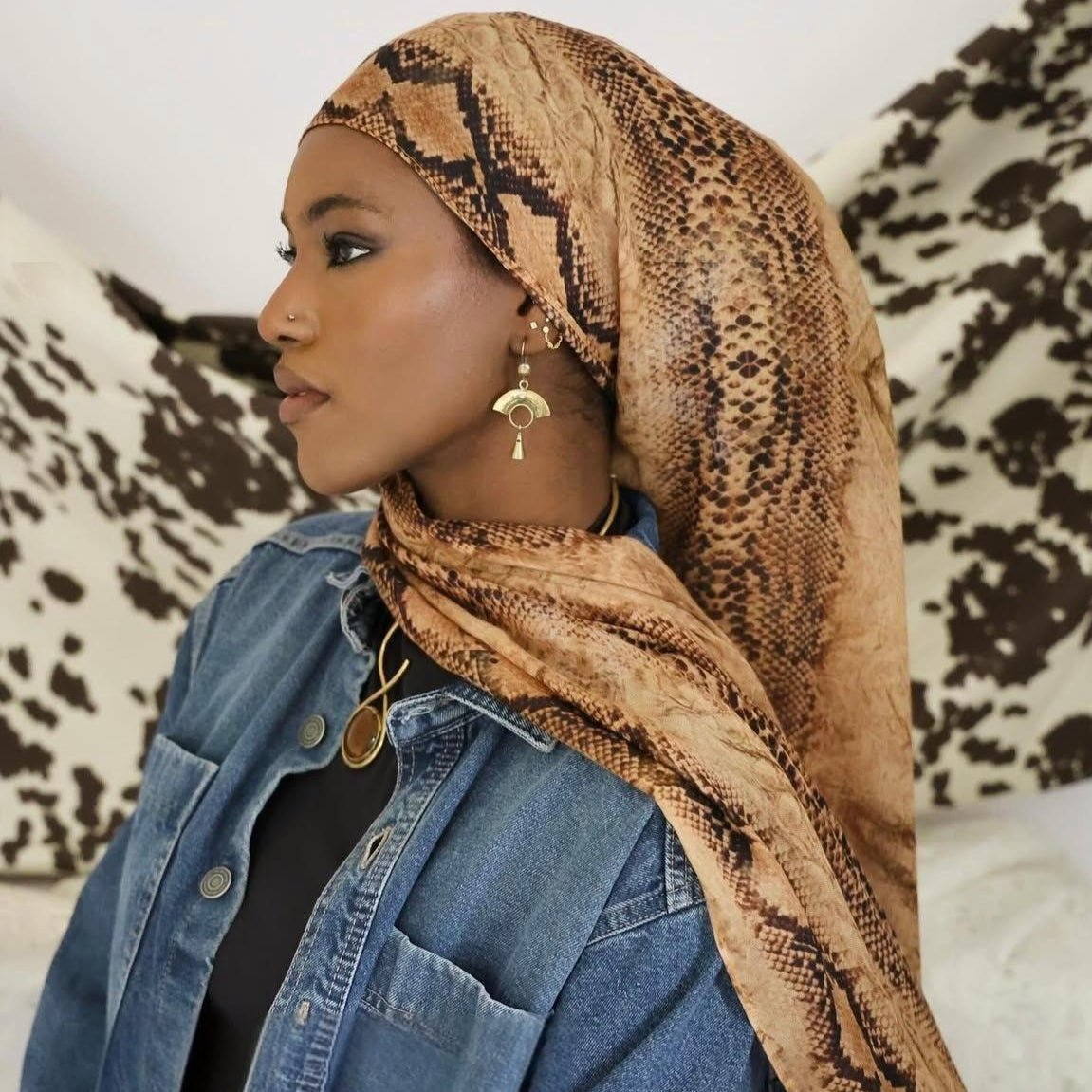 Printed Cotton Hijab Scarf | Soft Breathable Long Headscarf(MH201)