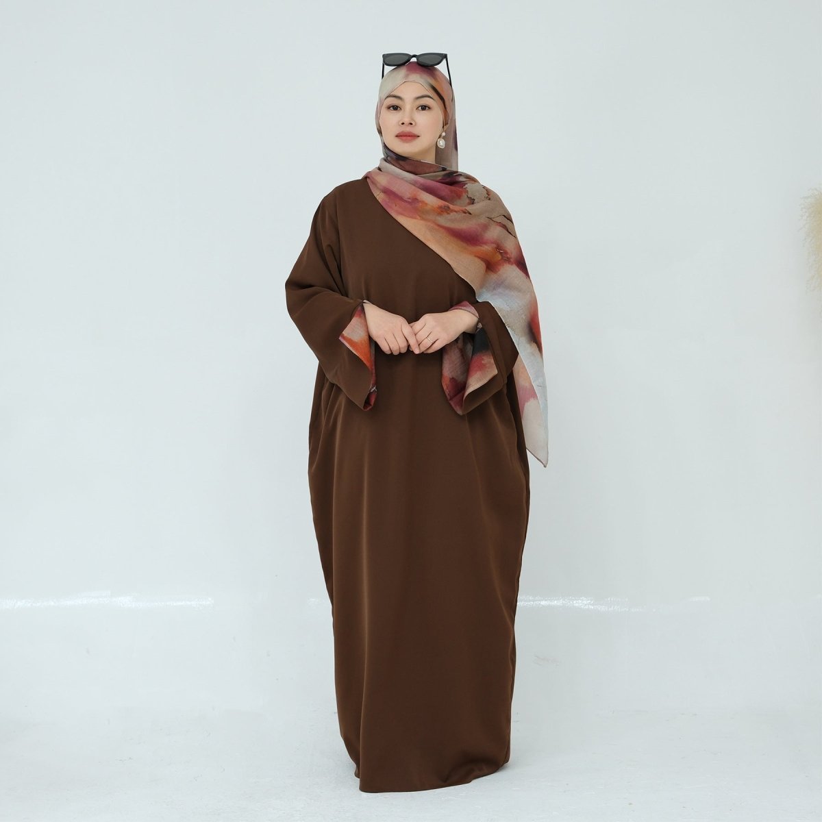 Printed Cuff Nida Abaya & Hijab Set | Relaxed Pocket Maxi Dress Abaya (MA360)