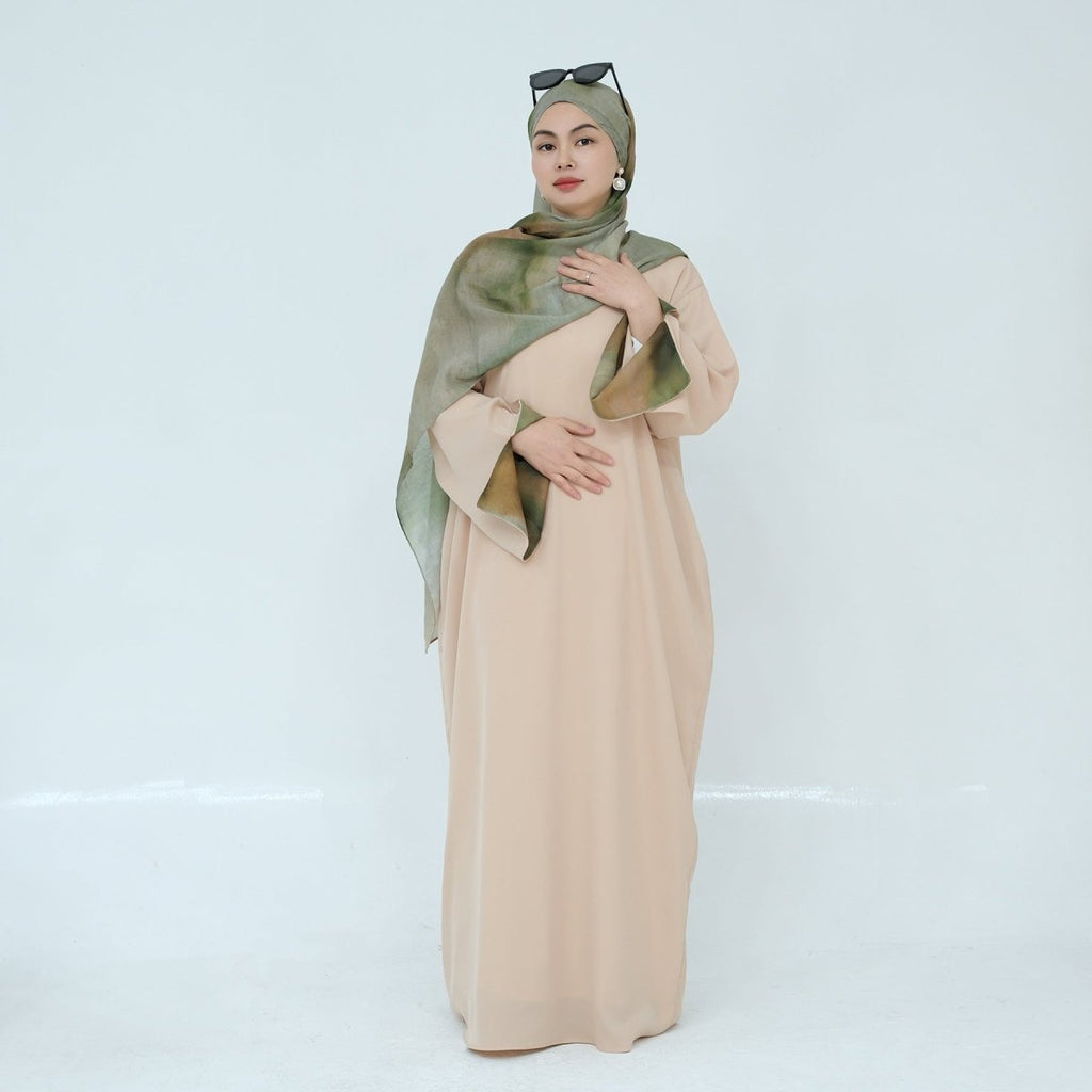 Printed Cuff Nida Abaya & Hijab Set | Relaxed Pocket Maxi Dress Abaya (MA360)