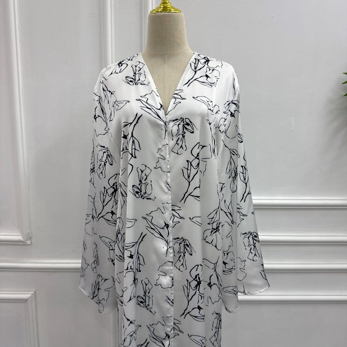 Printed Double-Layer Open Abaya & Hijab Set(MOA324)