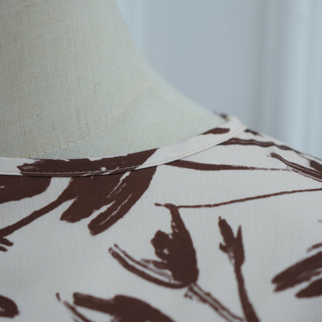 Printed Washed-Crinkle Bell Sleeve Maxi Dress(MS474)