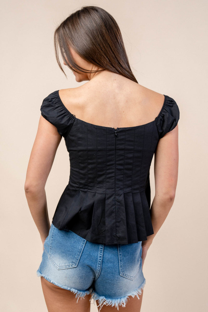 Eleganza Off-Shoulder Cotton Peplum Top