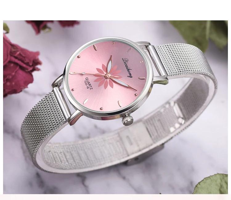 Women's Stylish Elegant Watch With Braided Steel Bracelet With Shiny Background Unique Design Perfect Gif