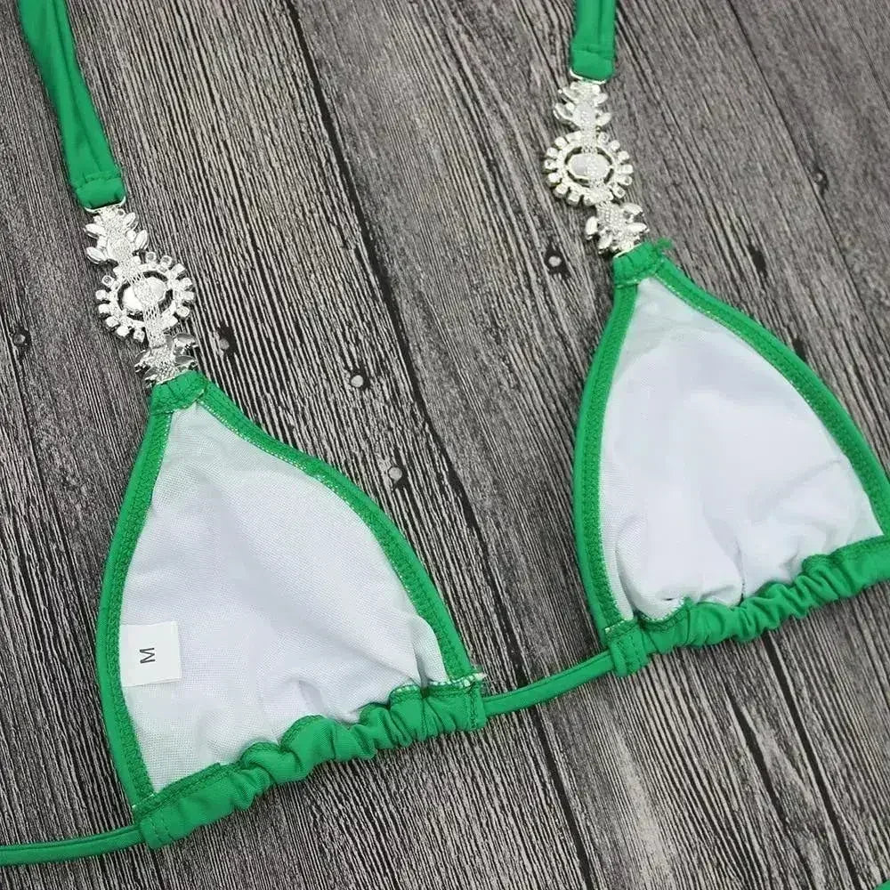 Jeweled Bikini Crochet Jewelry Bikini Set two pieces Swimsuit Crystal