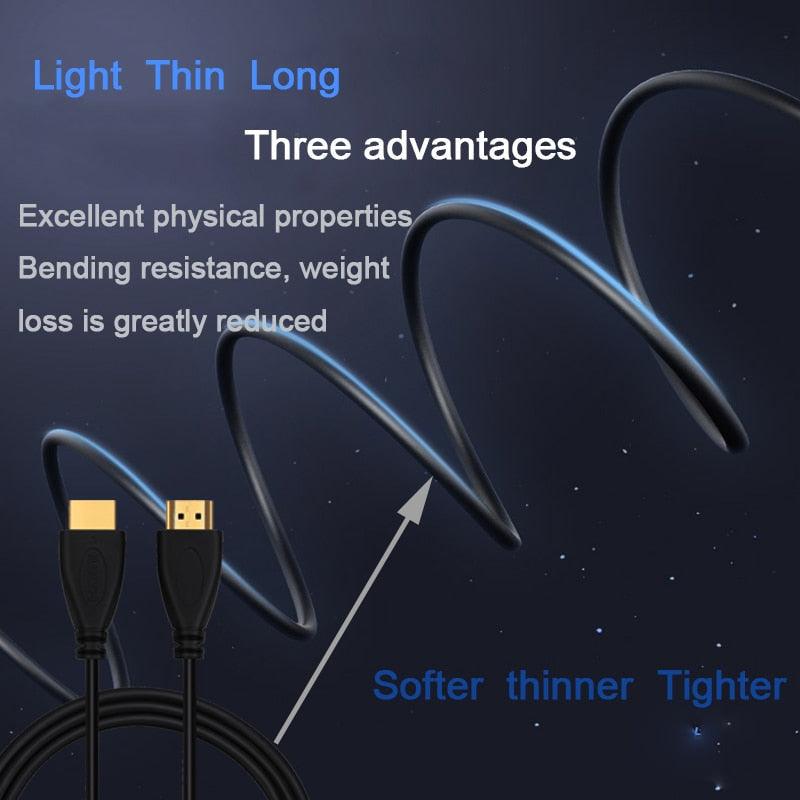 HDMI Cable High Speed Gold Plated Plug Male-Male HDMI Cable Ultra High Speed Gold Plated Connectors Ethernet Audio Return Video 4K Full HD 1080p For HD TV Computer Gaming