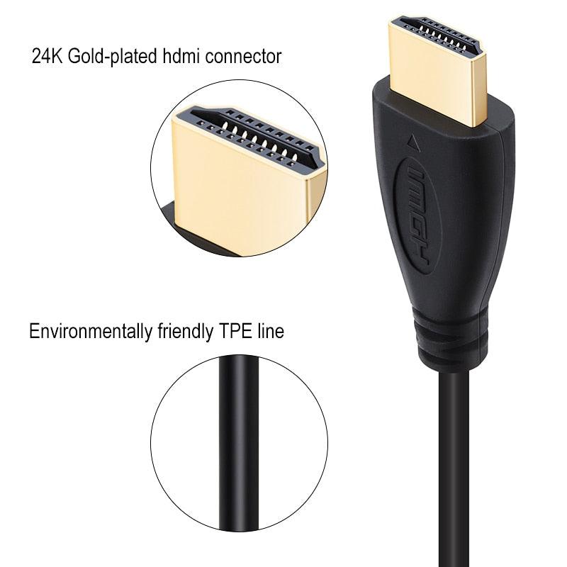 HDMI Cable High Speed Gold Plated Plug Male-Male HDMI Cable Ultra High Speed Gold Plated Connectors Ethernet Audio Return Video 4K Full HD 1080p For HD TV Computer Gaming
