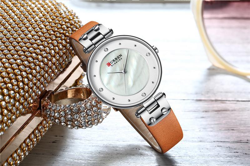 Women's Luxury Watches In Excellent Background And Zircon Designs Business Style Wristwatch Perfect Gift For Her