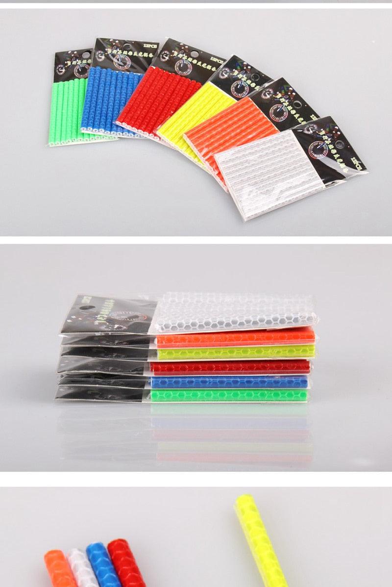 12 Pieces Bicycle Mountain Bike Riding Wheel Rim Spoke Mount Clip Tube Warning Light Strip Reflector Sets Bicycle Spoke Skins Wraps Bicycle Wheel Spoke Reflector Reflective Kids Road Mountain Bike Colorful Wheel Decoration