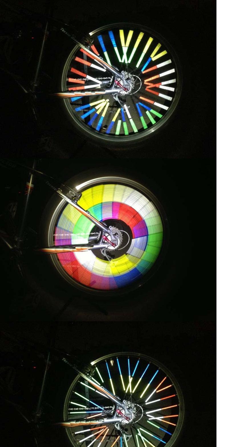 12 Pieces Bicycle Mountain Bike Riding Wheel Rim Spoke Mount Clip Tube Warning Light Strip Reflector Sets Bicycle Spoke Skins Wraps Bicycle Wheel Spoke Reflector Reflective Kids Road Mountain Bike Colorful Wheel Decoration