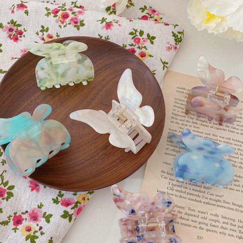 Acetate Resin Hair Claws Sweet Fairy Butterfly Hairpin Clip Gradient Tie-Dye Colored Styling Tools Barrettes Fashion Hairgrips Accessories For Party