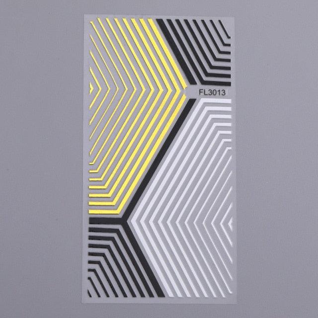 Gold Silver 3D Nail Sticker Curve Stripe Lines Nails Stickers Gradient Adhesive Striping Tape Nail Art Stickers Decal Decoration Metallic Curve Strip Line Nail Decal Self-Adhesive 3D Wave Design Decoration for Women Girls