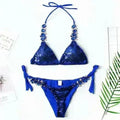 New Shiny Crystal Rhinestone Bikini 2021 Female Bandeau Swimsuit Women