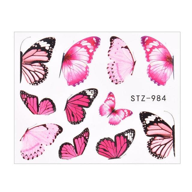 3D Watercolor Butterflies Sliders Nail Art Water Transfer Decal Sticker Blue Valentine Day Nail Decoration Tattoo Manicure Transfer Nail Decals Flowers Butterfly Designs Nails Supply DIY Manicure Tips Design Nail Decoration