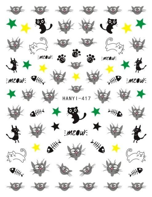 Newest Cats 3D Nail Art Sticker Decal Template Nail Tool Decorations Cute Nail Stickers for Kids and Little Girls Sheets Self Adhesive Nail Art Stickers 3D Animal Nail Decals Nail Art Decoration Set Including Cat Dog Strawberry Bear Chick Bunny Pat