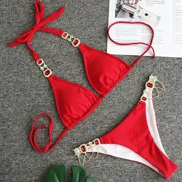 PAYASEN Rhinestone Bikini - Crystal Diamond Swimsuit for Women