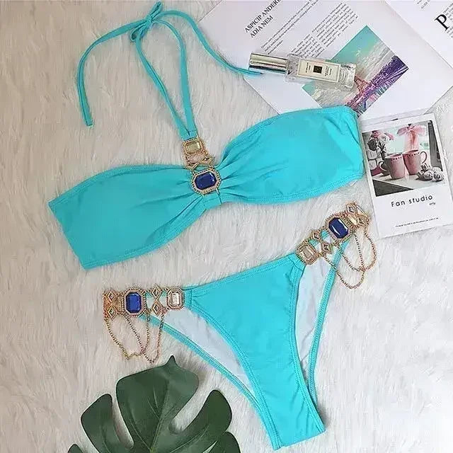 PAYASEN Rhinestone Bikini - Crystal Diamond Swimsuit for Women