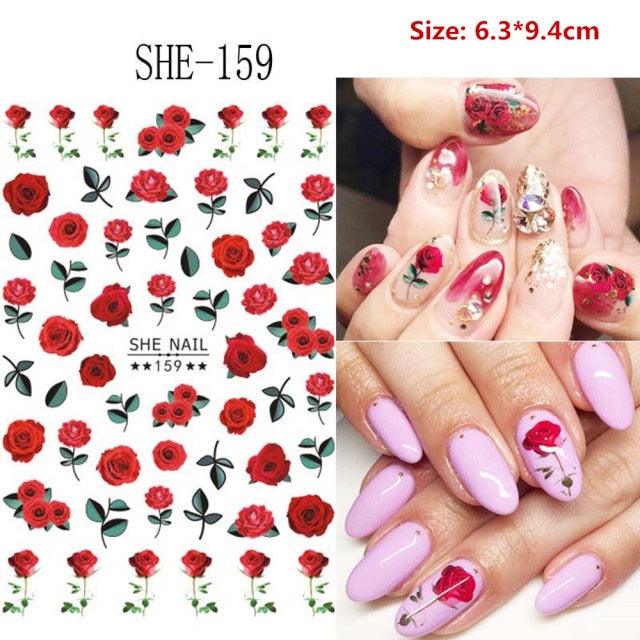 5D Embossed Nail Sticker Colorful Flower With Textured Water Slider Water Decal Nail Art Self Adhesive DIY Decal Sticker Tips Decoration Adhesive Abstract Face Curve Graffiti Nail Design for Acrylic Nail Supplies Designer Nail Decorations for Women Girls