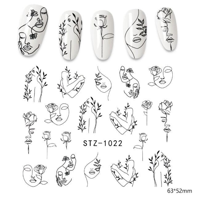 3D Nail Stickers Flower Graffiti Abstract Sexy Woman Face Design Adhesive Nail Art Decor Foil Slider Manicure Stickers For Nails Woman Decoration Nail Art Nail Ornament Self Adhesive Nail Decals Colorful Nail Sticker Jewelry Design For Nails Sliders Tips