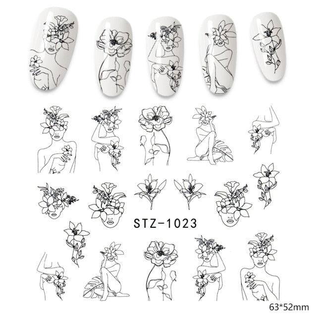 3D Nail Stickers Flower Graffiti Abstract Sexy Woman Face Design Adhesive Nail Art Decor Foil Slider Manicure Stickers For Nails Woman Decoration Nail Art Nail Ornament Self Adhesive Nail Decals Colorful Nail Sticker Jewelry Design For Nails Sliders Tips