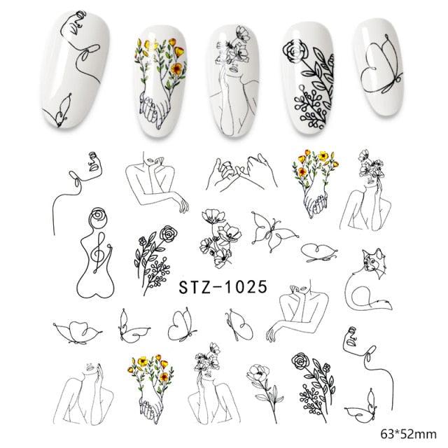 3D Nail Stickers Flower Graffiti Abstract Sexy Woman Face Design Adhesive Nail Art Decor Foil Slider Manicure Stickers For Nails Woman Decoration Nail Art Nail Ornament Self Adhesive Nail Decals Colorful Nail Sticker Jewelry Design For Nails Sliders Tips