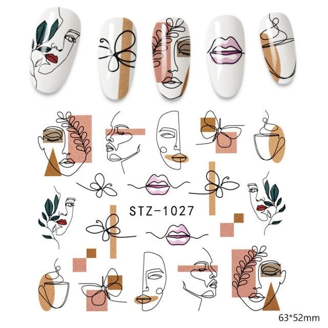 3D Nail Stickers Flower Graffiti Abstract Sexy Woman Face Design Adhesive Nail Art Decor Foil Slider Manicure Stickers For Nails Woman Decoration Nail Art Nail Ornament Self Adhesive Nail Decals Colorful Nail Sticker Jewelry Design For Nails Sliders Tips