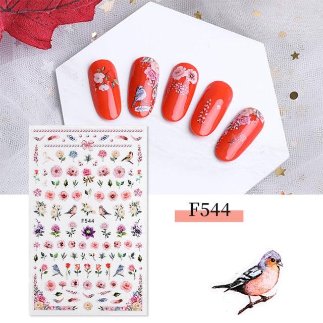 5D Embossed Nail Sticker Colorful Flower With Textured Water Slider Water Decal Nail Art Self Adhesive DIY Decal Sticker Tips Decoration Adhesive Abstract Face Curve Graffiti Nail Design for Acrylic Nail Supplies Designer Nail Decorations for Women Girls