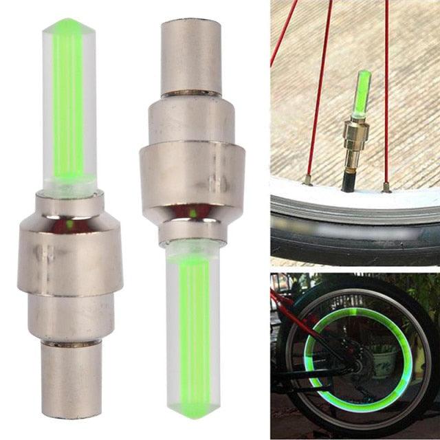 2PC Wheel LED Light Bike Light Tire Valve Cap Decorative Tire Flash Spoke Neon Lamp Bicycle Light Colorful Wheel Light For Mountain City Foldable Bike Front And Rear Wheel Wheel Light Tire