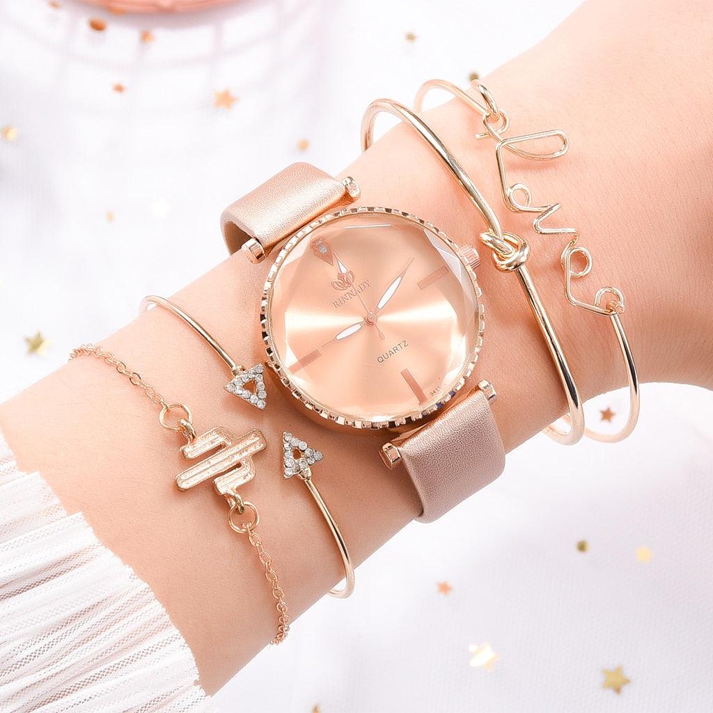 Elegant Style Fashion Womens Watch Luxury Leather Band Analog Quartz Wrist Watch Women Dress Leather Band Thin Minimalist Casual Simple Dress Analog Quartz Wristwatch