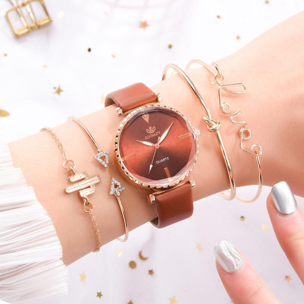 Elegant Style Fashion Womens Watch Luxury Leather Band Analog Quartz Wrist Watch Women Dress Leather Band Thin Minimalist Casual Simple Dress Analog Quartz Wristwatch