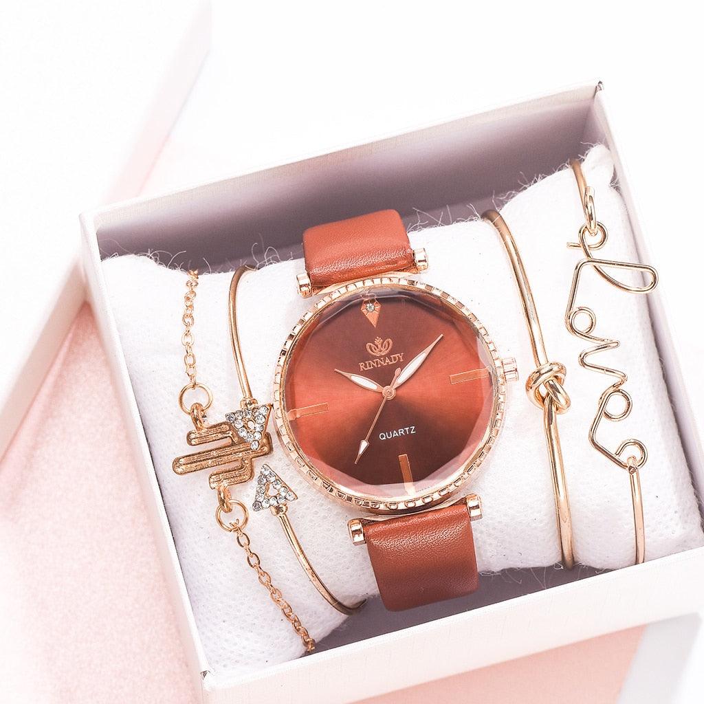 Elegant Style Fashion Womens Watch Luxury Leather Band Analog Quartz Wrist Watch Women Dress Leather Band Thin Minimalist Casual Simple Dress Analog Quartz Wristwatch