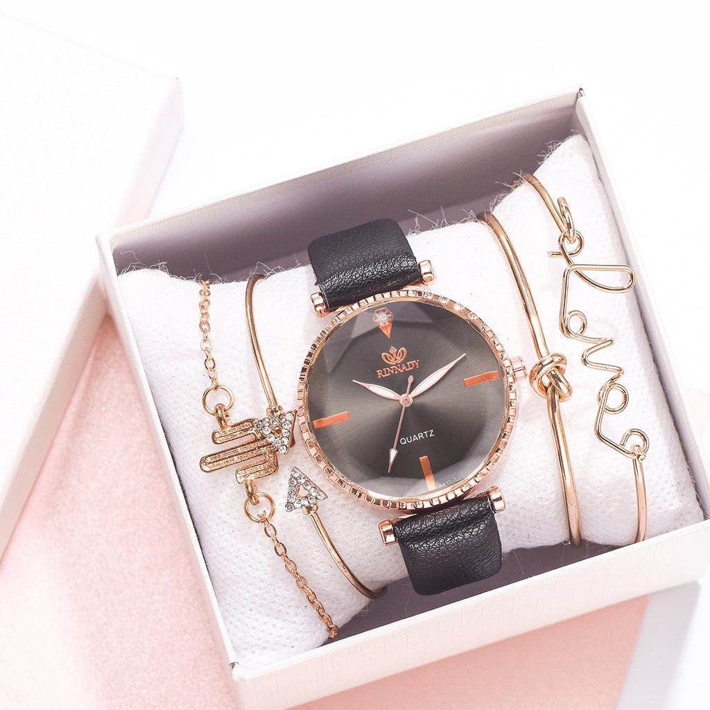Elegant Style Fashion Womens Watch Luxury Leather Band Analog Quartz Wrist Watch Women Dress Leather Band Thin Minimalist Casual Simple Dress Analog Quartz Wristwatch