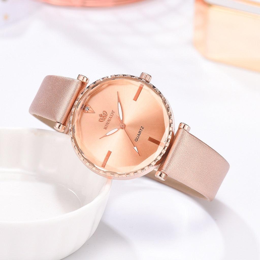 Elegant Style Fashion Womens Watch Luxury Leather Band Analog Quartz Wrist Watch Women Dress Leather Band Thin Minimalist Casual Simple Dress Analog Quartz Wristwatch