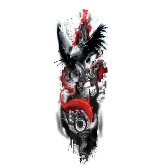 Big Realistic Tiger Tattoo Waterproof Temporary Dragon Flower Sticker Full Arm Large Size Sleeve Big Luxury Design For Mens