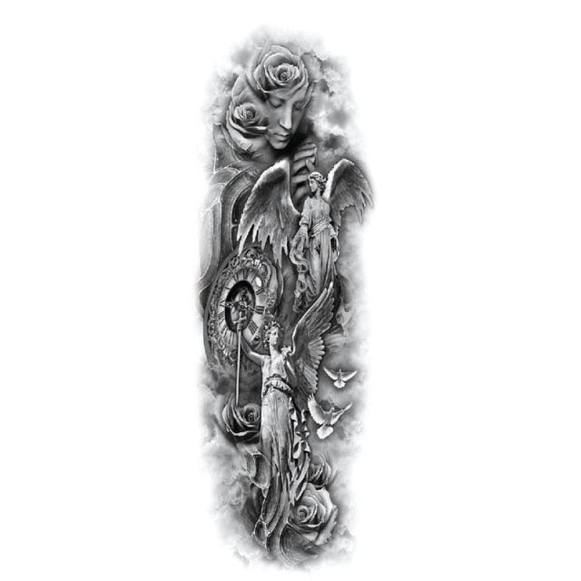 Big Realistic Tiger Tattoo Waterproof Temporary Dragon Flower Sticker Full Arm Large Size Sleeve Big Luxury Design For Mens