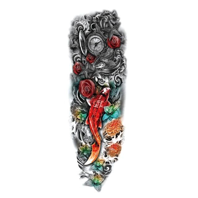 Big Realistic Tiger Tattoo Waterproof Temporary Dragon Flower Sticker Full Arm Large Size Sleeve Big Luxury Design For Mens