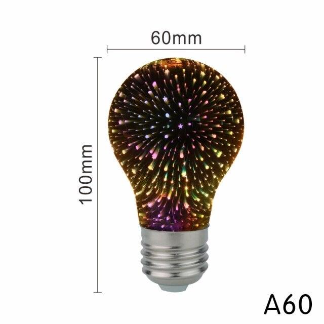4pcs/lot 3D Led Bulb Star Firework Vintage Edison Night Light Holiday Decoration Lighting Stained Glass Light Bulb Star Shine Decoration Use For Holiday Christmas Decoration