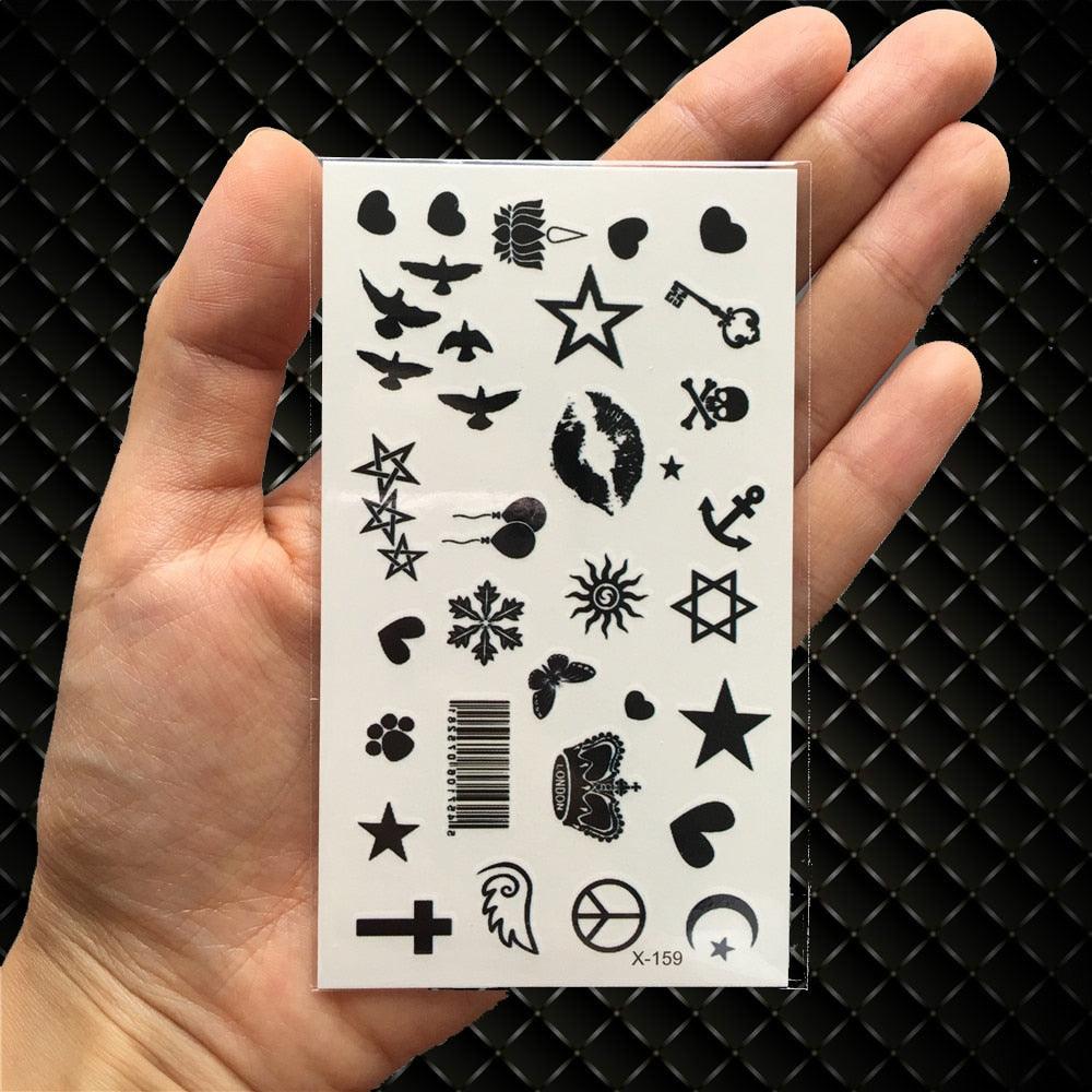 Fashion Small Sexy Black Temporary Waterproof Tattoo Cute Star Heart Tattoos Sticker Body Finger Tattoo For Kids Womens