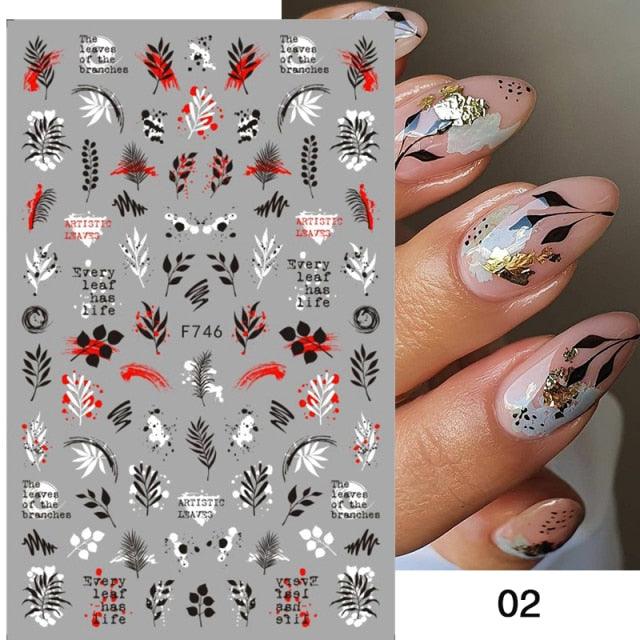 Black White Butterfly 3D Nails Sticker Geometry Decals Flower Gold Decals Designs For Nail Art Manicures Decorations Art Decorations Decoration Decal Self-Adhesive 3D Wave Design Decoration for Women Girls Tape Nail Art Stickers Decal Decoration