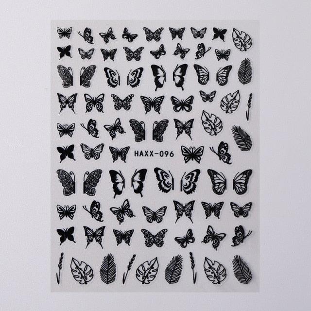 Black White Butterfly 3D Nails Sticker Geometry Decals Flower Gold Decals Designs For Nail Art Manicures Decorations Art Decorations Decoration Decal Self-Adhesive 3D Wave Design Decoration for Women Girls Tape Nail Art Stickers Decal Decoration