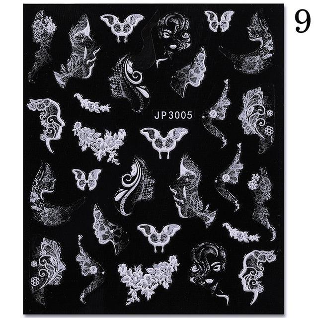 Black White Butterfly 3D Nails Sticker Geometry Decals Flower Gold Decals Designs For Nail Art Manicures Decorations Art Decorations Decoration Decal Self-Adhesive 3D Wave Design Decoration for Women Girls Tape Nail Art Stickers Decal Decoration