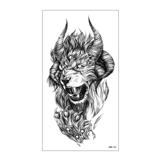 Big Tiger Lion Waterproof Temporary Sticker Tattoo Arm Legs Fake Tattoo Stickers For Adults Realistic Luxury Design For Mens Womens