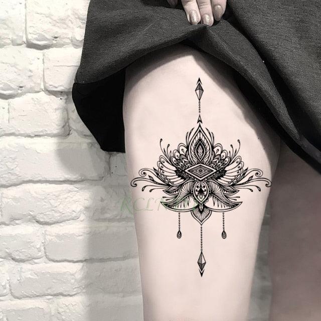 57 Sheets Temporary Tattoo Stickers Set Waterproof Temporary Tattoo Waist Arm Modern Stylish Big Black Tattoos For Womens Mens